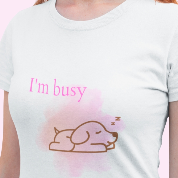 I'm-busy-playera blanca-estampada