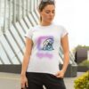 Playera blanca-coffee dog- mujer con lentes