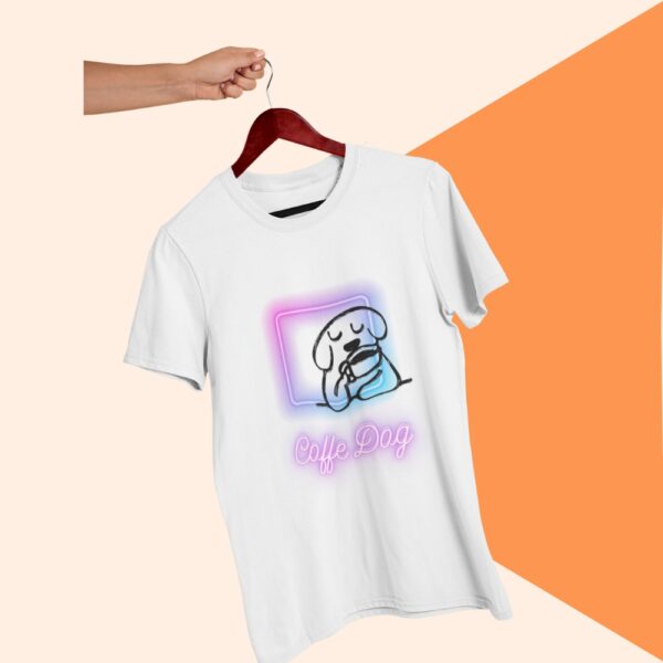 Playera-blanca-para hombre-coffe dog-oversized