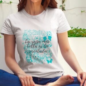 Playera-la mejor raza es la rescatada-mujer sentada